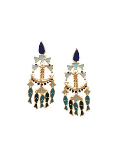 

Pipa Bella Gold-Toned Teardrop Shaped Drop Earrings