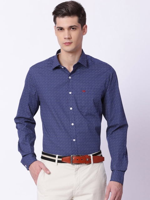 

THE BEAR HOUSE Men Blue Sharp Tailored Fit Printed Formal Shirt