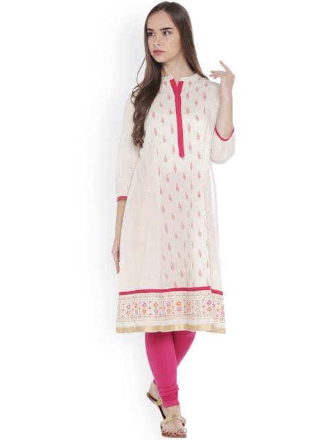 

RANGMANCH BY PANTALOONS Women Beige Printed A-Line Kurta