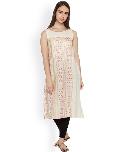 

RANGMANCH BY PANTALOONS Women Beige Printed A-Line Kurta