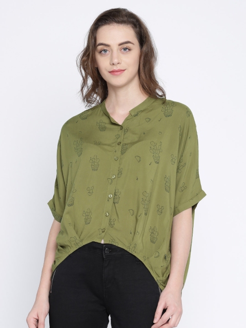 

Lee Cooper Women Olive Green Regular Fit Printed Casual Shirt