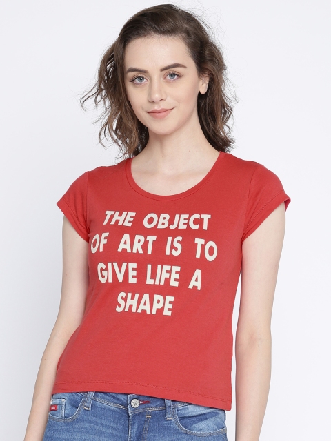 

Lee Cooper Women Red Printed Round Neck T-shirt