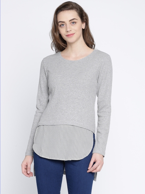 

Lee Cooper Women Grey Striped Layered Top