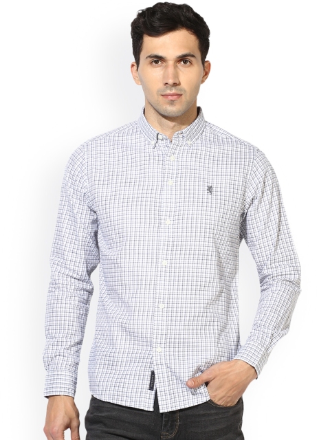 

Red Tape Men White & Navy Blue Regular Fit Checked Casual Shirt