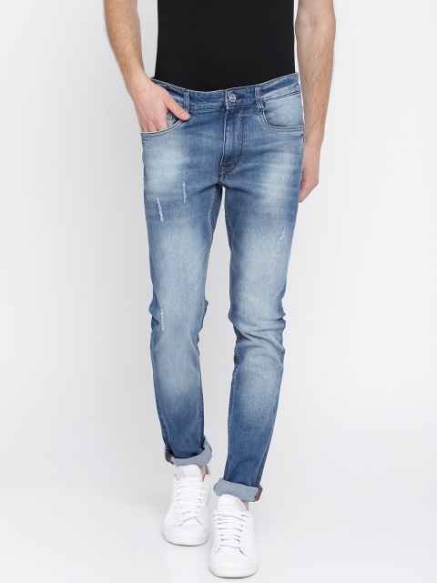 

Mast & Harbour Men Blue Skinny Fit Mid-Rise Mildly Distressed Stretchable Jeans