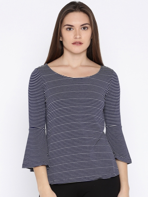 

Fame Forever by Lifestyle Women Navy Blue & Off-White Striped Top
