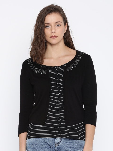 

CODE by Lifestyle Black Open Front Embellished Shrug