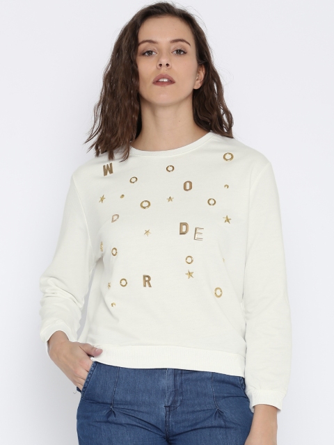 

Ginger by Lifestyle Women Off-White Solid Sweatshirt