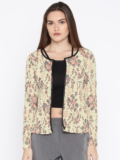 

CODE by Lifestyle Women Off-White Self Design Open Front Jacket