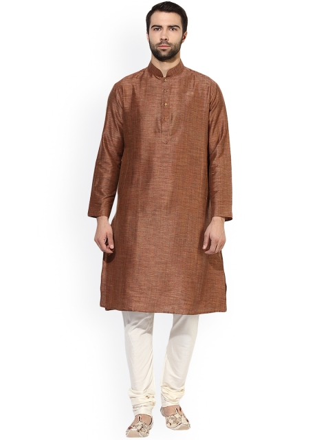 

KISAH Men Brown Solid A-Line Kurta