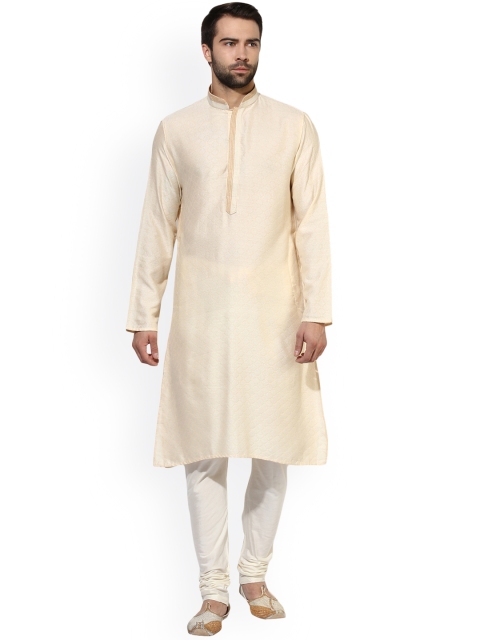

KISAH Men Cream-Coloured Woven Design A-Line Kurta