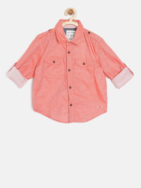 

Blue Giraffe Boys Peach-Coloured Casual Shirt