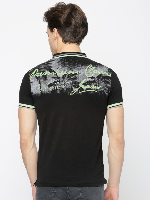 

Duke Men Black Printed Polo Collar T-shirt