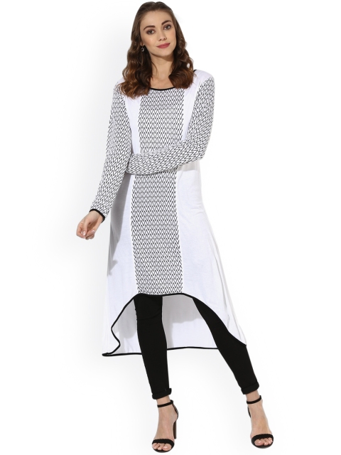 

Sangria Women Off-White & Black Printed A-Line Kurta