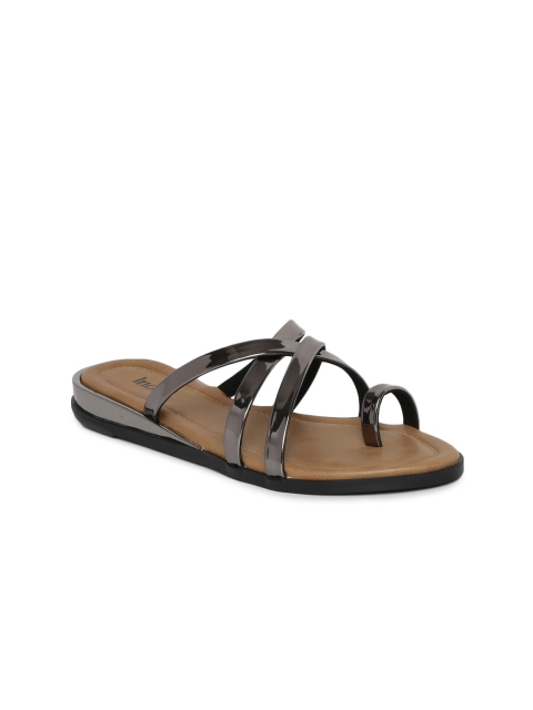 

Inc 5 Women Gunmetal-Toned Flats, Metallic
