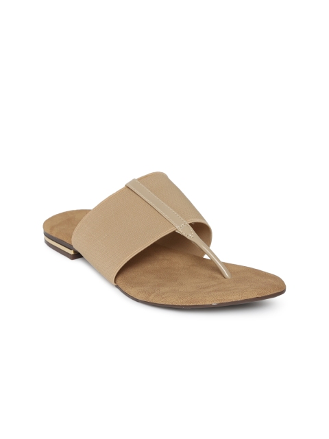 

Inc 5 Women Beige Solid T-Strap Flats