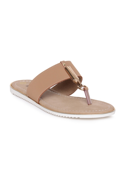 

Inc 5 Women Beige Solid Synthetic T-Strap Flats