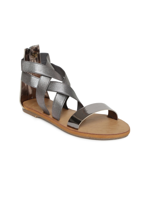 

Inc 5 Women Grey Solid Synthetic Gladiators