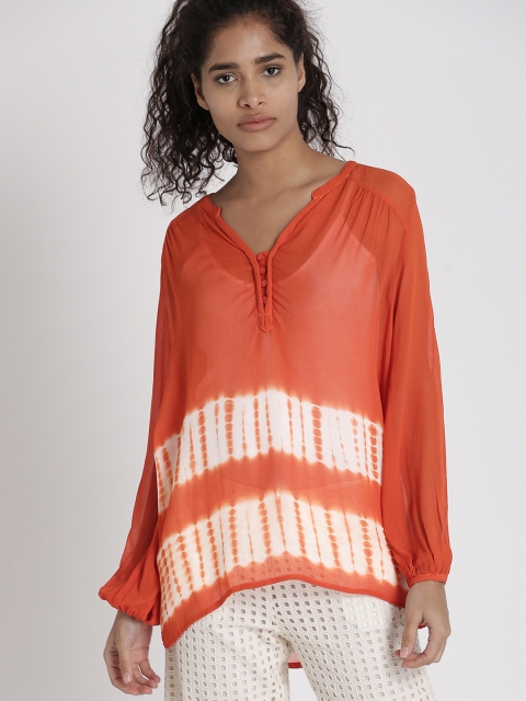 

Chemistry Women Rust Orange Dyed Top