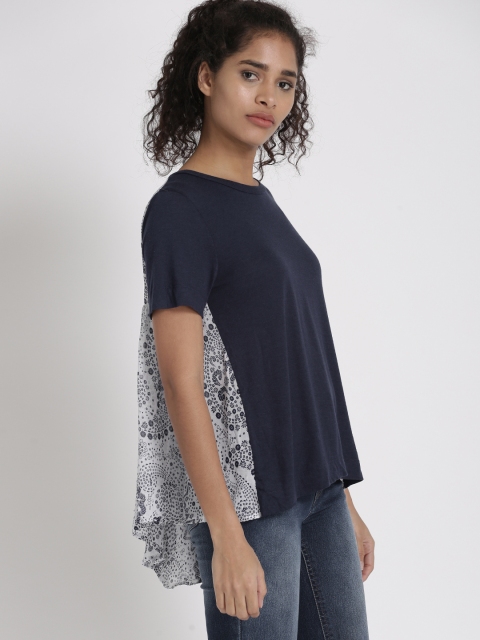 

Chemistry Women Navy Blue Printed Top