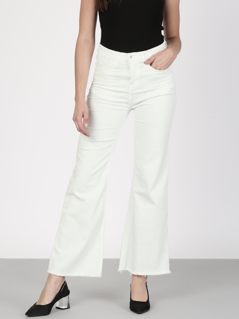 

ether Women White Bootcut Mid-Rise Clean Look Stretchable Jeans