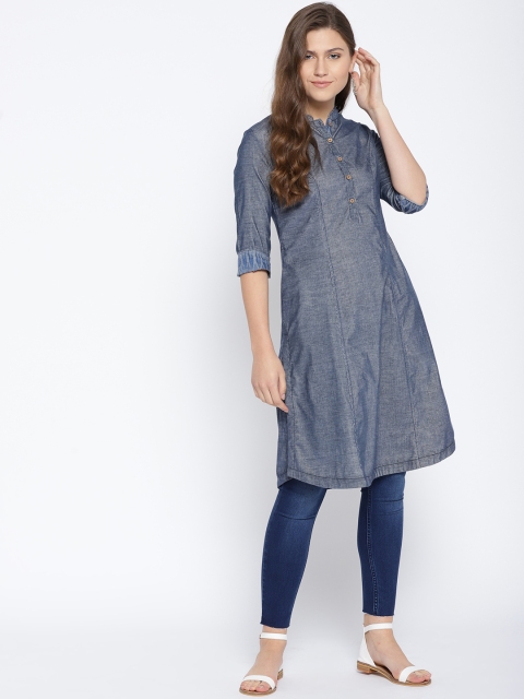 

Biba Women Blue Solid A-Line Kurta