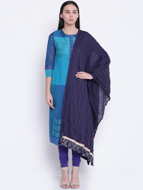 

Biba Navy Blue Solid Dupatta