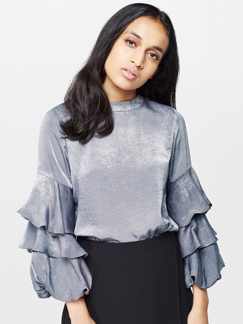 

AND Women Grey Solid Top