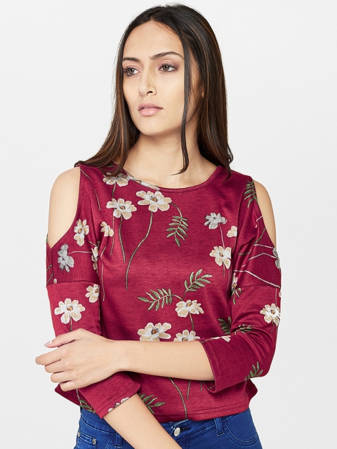

AND Women Red Printed Top