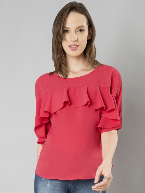 

FabAlley Women Coral Pink Top