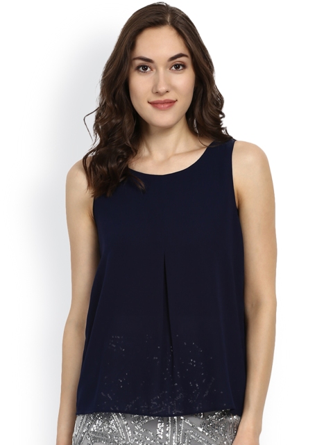 

Kazo Women Navy Blue Solid Top