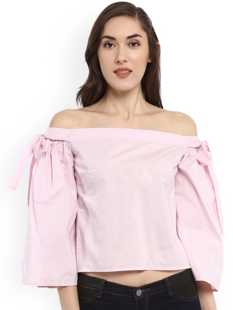 

Kazo Women Pink Solid Bardot Top