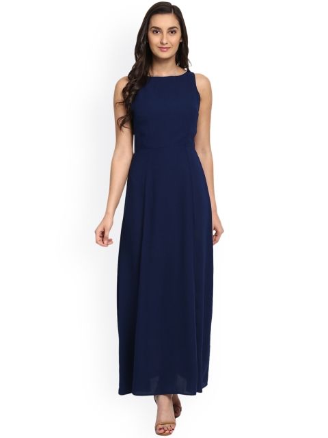 

Kazo Women Navy Blue Solid Maxi Dress