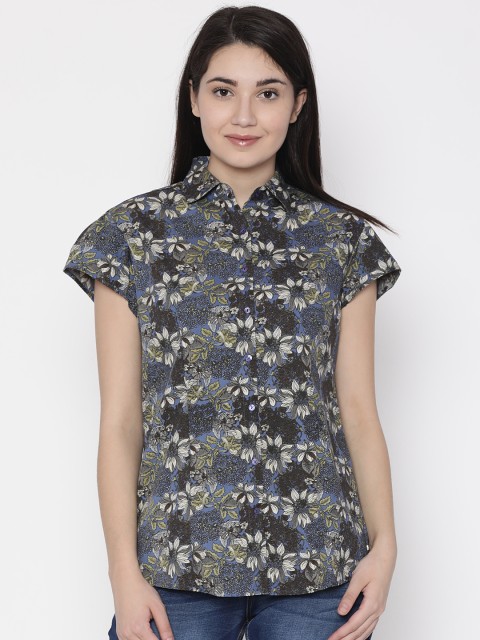 

Park Avenue Woman Brown & Blue Regular Fit Printed Casual Shirt