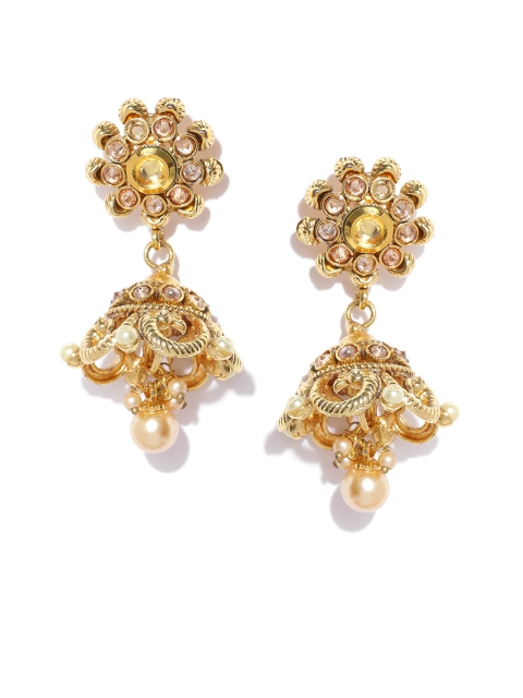 

YouBella Gold-Toned Dome Shaped Jhumkas