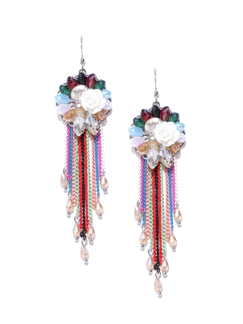 

YouBella Multicoloured Floral Drop Earrings, Multi