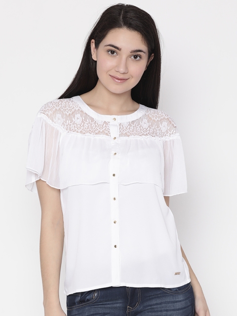 

Park Avenue Woman White Solid Shirt Style Top