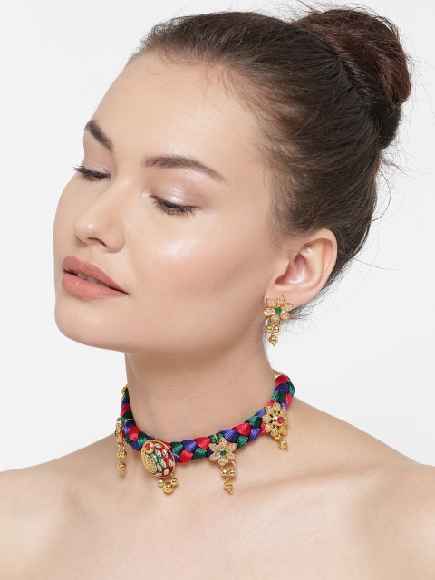 

YouBella Multicoloured Stone-Studded Beaded Jewellery Set, Multi