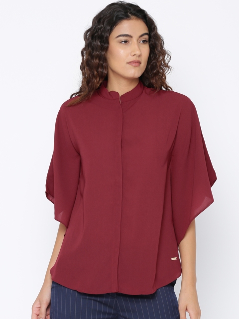 

Park Avenue Woman Maroon Shirt-Style Top