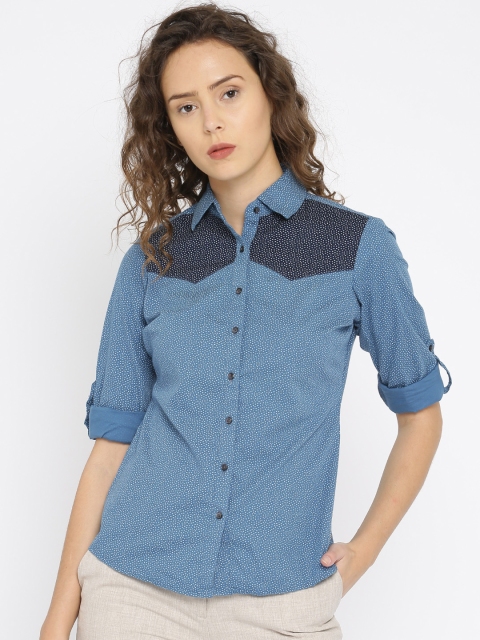 

Park Avenue Woman Blue Nancy Regular Fit Printed Casual Shirt