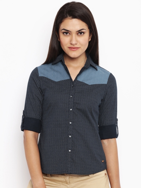 

Park Avenue Women Blue Printed Pure Cotton Top