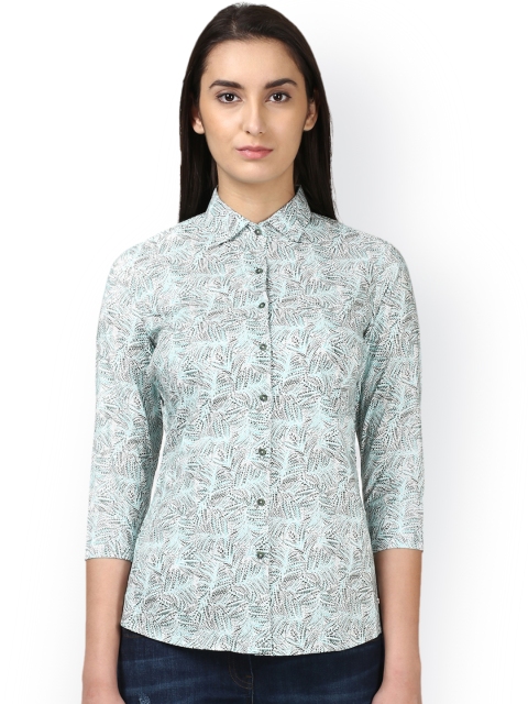 

Park Avenue Women Green & Black Regular Fit Printed Casual Shirt