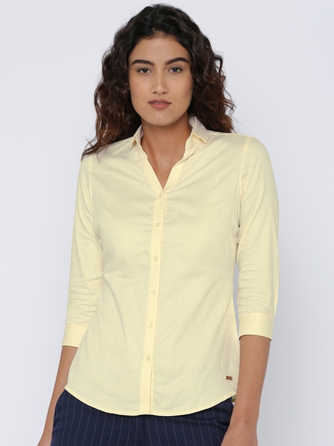 

Park Avenue Woman Yellow Self Design Regular Fit Casual Shirt