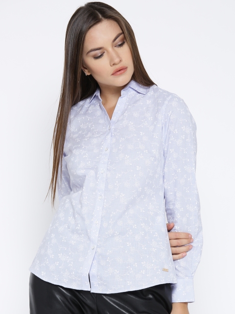 

Park Avenue Women Lavender & White Printed Casual Shirt