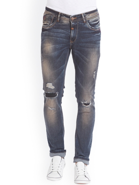 

SPYKAR Men Blue Skinny Fit Low-Rise Mildly Distressed Jeans