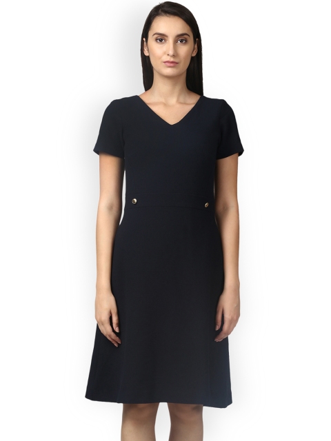 

Park Avenue Women Navy Blue Solid A-Line Dress