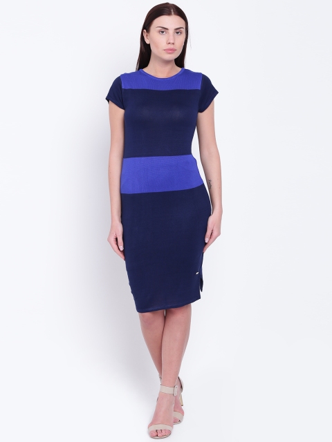 

Park Avenue Woman Blue Colourblocked Sweater Dress