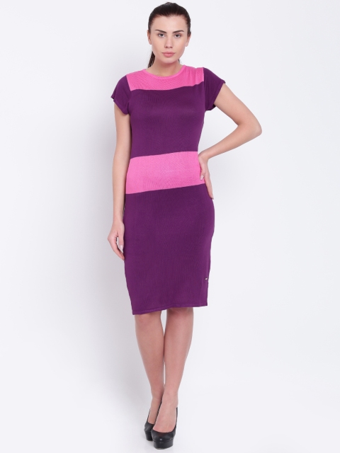 

Park Avenue Woman Purple Colourblocked Sheath Dress