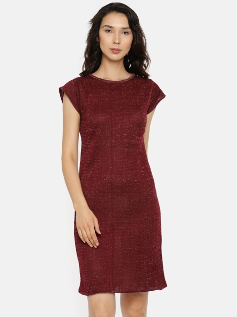 

Park Avenue Woman Maroon Solid Sheath Dress