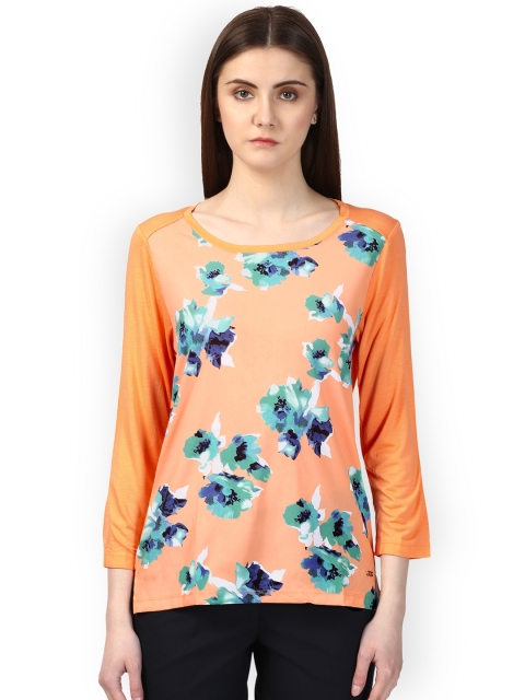 

Park Avenue Women Orange Printed Round Neck T-shirt